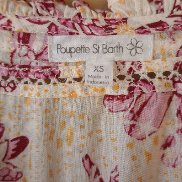 Poupette St Barth Estelle Floral Mini Dress Size XS Pink Yellow Beachy Boho - Picture 7 of 14